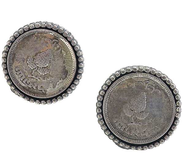 ISRAEL 925 Sterling Silver  Vintage Antique Coin Non Pierce Earrings  EG4038