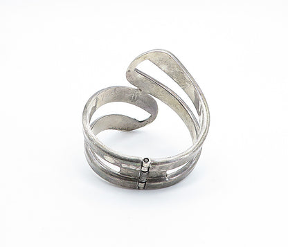 MEXICO 925 Sterling Silver  Vintage Dark Tone Bypass Bangle Bracelet  BT2923