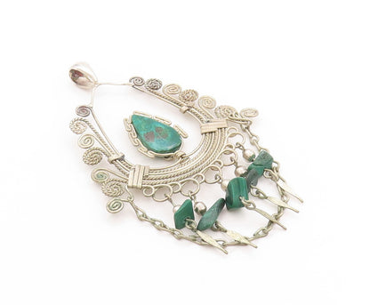 925 Sterling Silver Vintage Pendant Ethnic Crescent Style Wired Eilat  PT24209