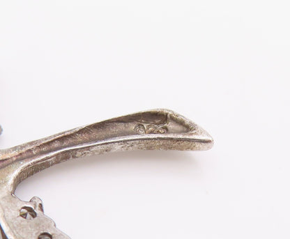 925 Sterling Silver Vintage Pendant CZ Inlay Cutout Coconut Tree Charm  PT24454