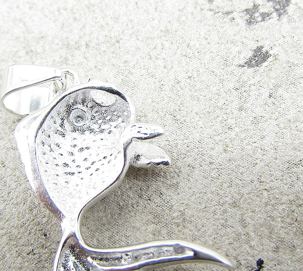 925 Sterling Silver  Swimming Fish Drop Pendant  PT1392