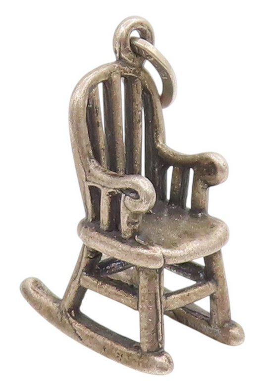 925 Sterling Silver Vintage Pendant 3D Miniature Rocking Chair Charm  PT25752