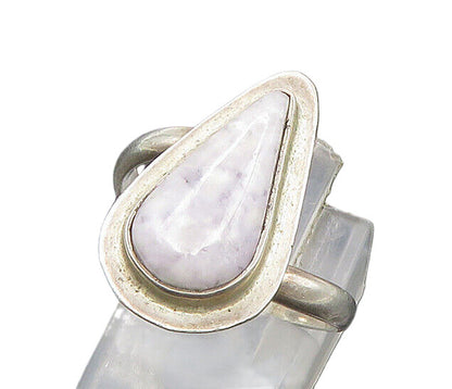 925 Sterling Silver  Vintage Tear Drop White Jasper Cocktail Ring Sz 7 RG18773
