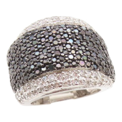 925 Sterling Silver Vintage Ring Spinel & Topaz Statement Band  Sz 6.5  RG35222