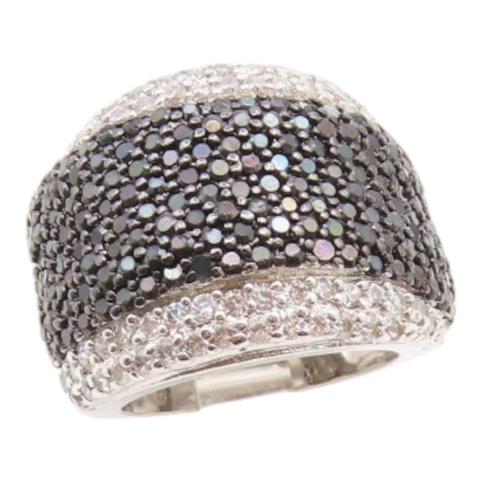 925 Sterling Silver Vintage Ring Spinel & Topaz Statement Band  Sz 6.5  RG35222