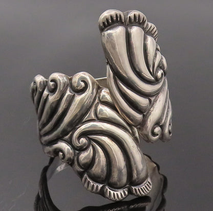 TAXCO MEXICO 925 Sterling Silver Vintage Swirly Puffy Art Carved Bracelet BT9892
