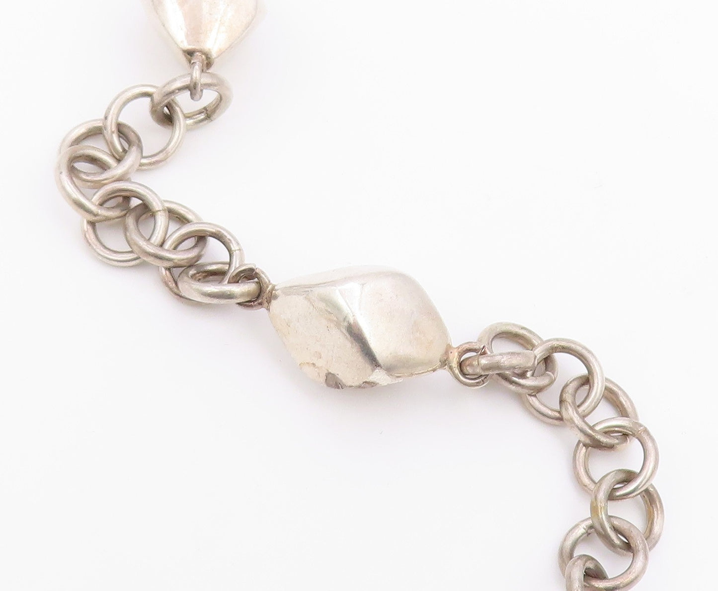 925 Silver  Vintage Hollow Cube Shape Abstract Rolo Chain Necklace  NE3885
