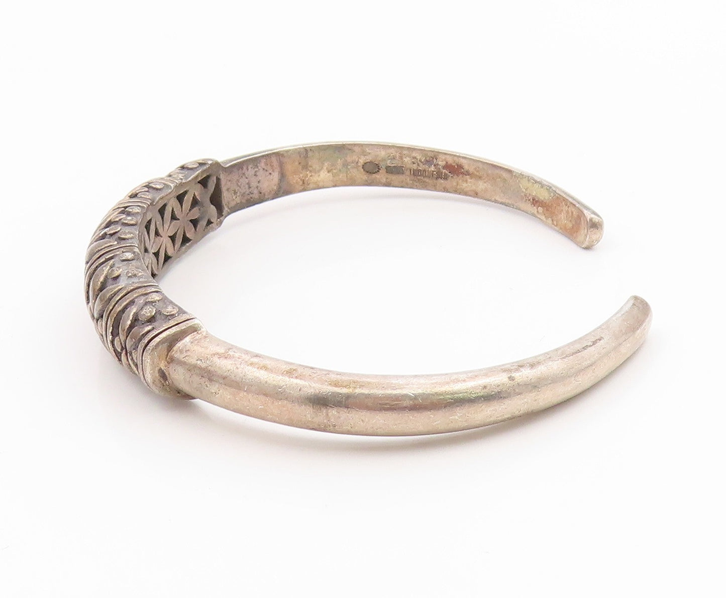 925 Sterling Silver Vintage Bracelet Solid Engraved Floral Design Cuff  BT11804