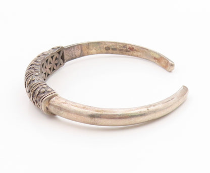925 Sterling Silver Vintage Bracelet Solid Engraved Floral Design Cuff  BT11804