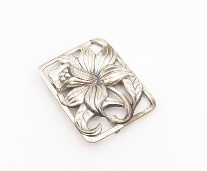 925 Sterling Silver Vintage Brooch DANECRAFT Daffodil Floral Frame Pin  BP11954