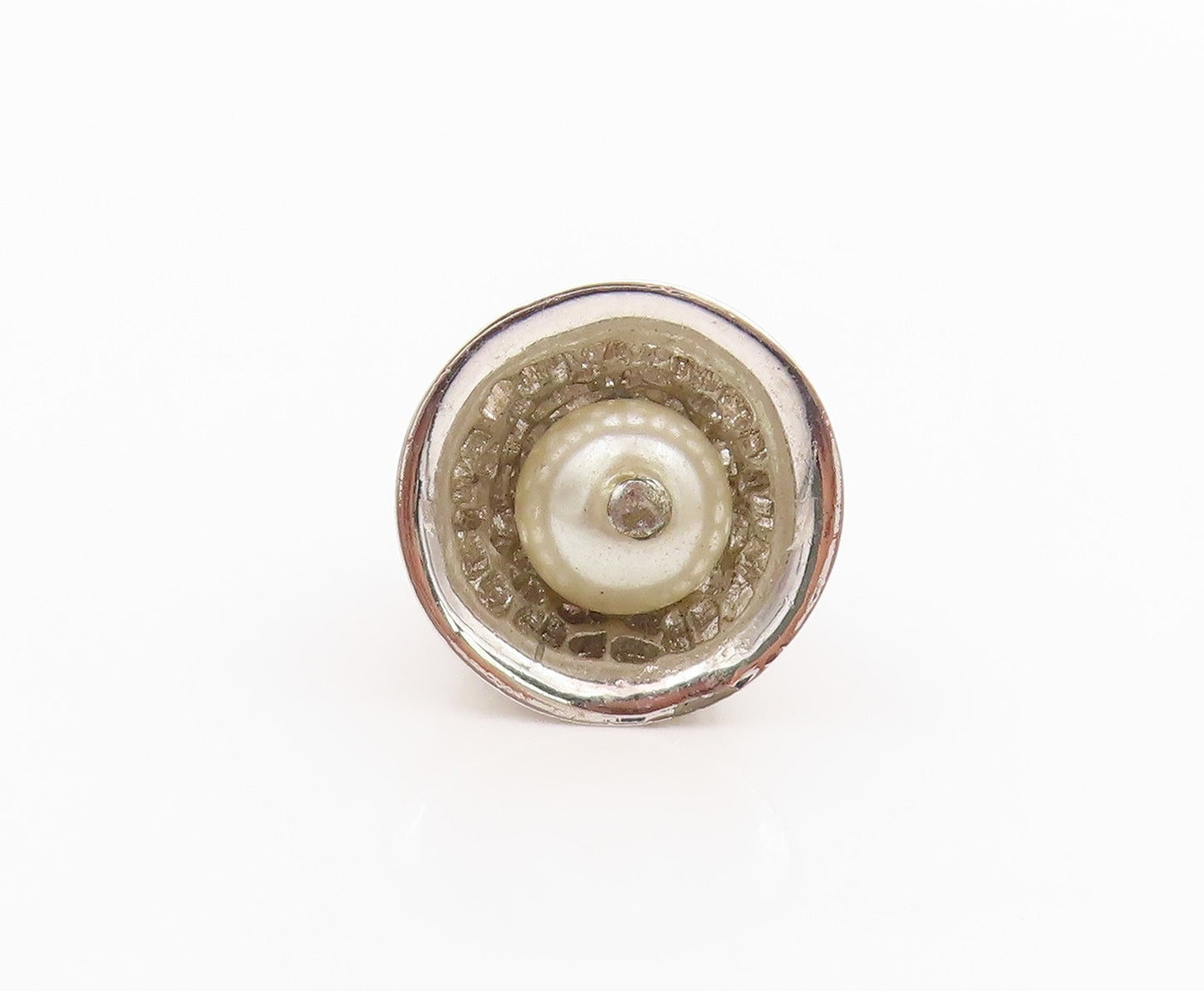 925 Sterling Silver Vintage Pendant Pearl In Filigree Judy Bell Jingles  PT24958