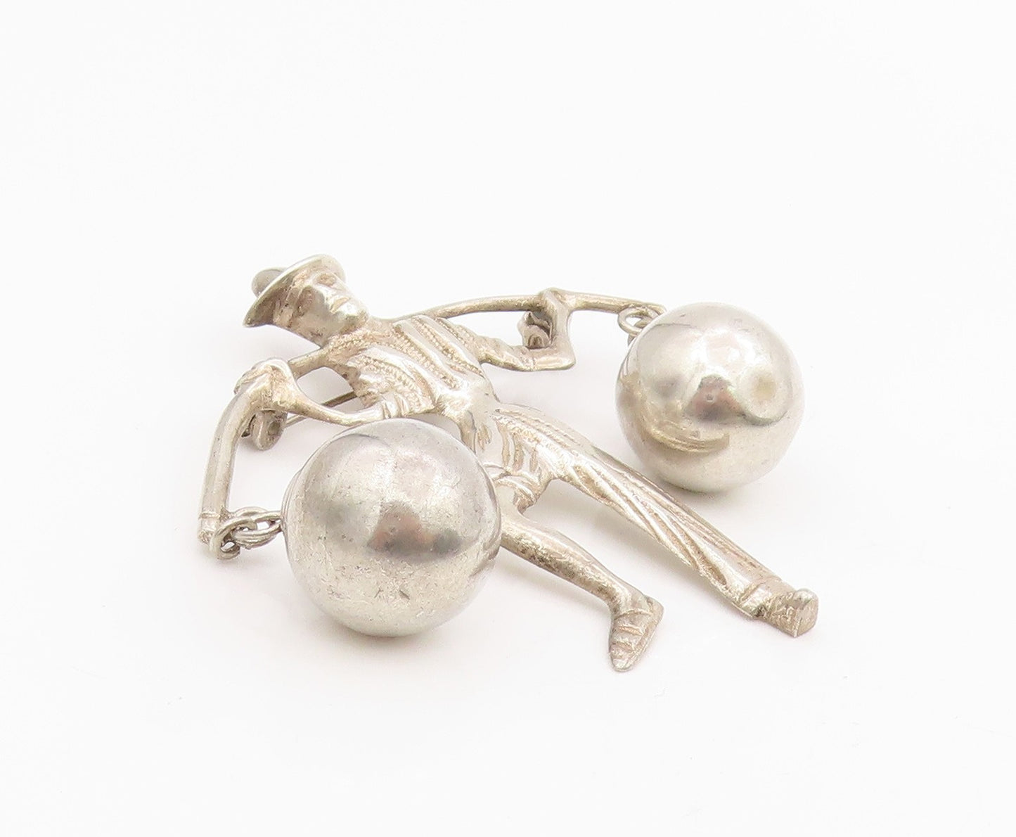 925 Sterling Silver Vintage Brooch MEXICO Man Carrying Water Jugs Pin  BP12083