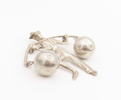 925 Sterling Silver Vintage Brooch MEXICO Man Carrying Water Jugs Pin  BP12083