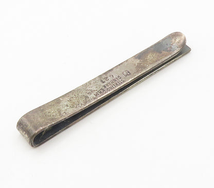 E&M DENMARK 925 Sterling Silver  Vintage Dark Tone Etched Tie Clip  TR2115
