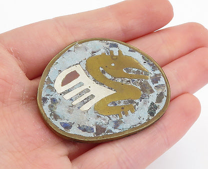 USV MEXICO 925 Silver  Vintage Turquoise Two Tone Pattern Brooch Pin  BP2819