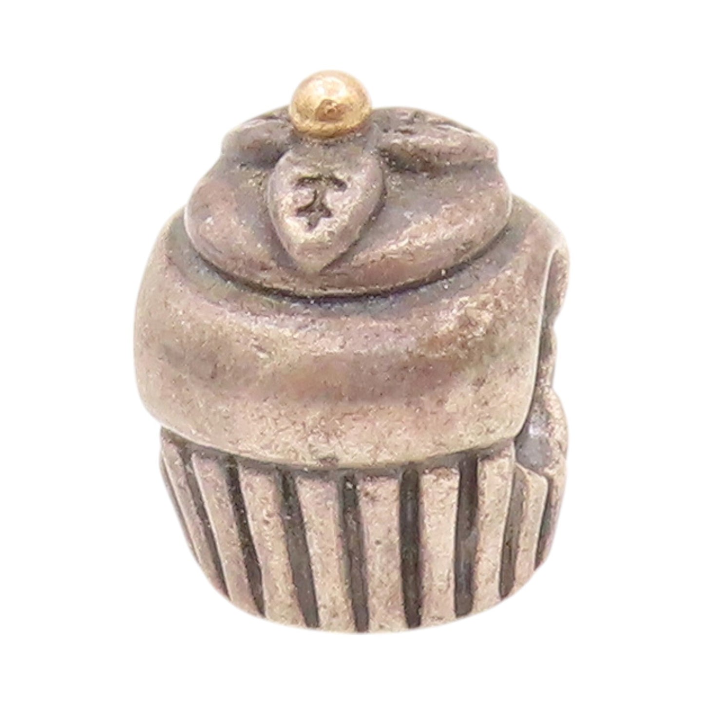 925 Sterling Silver Vintage Pendant PANDORA Dark Tone Cupcake Charm  PT23947