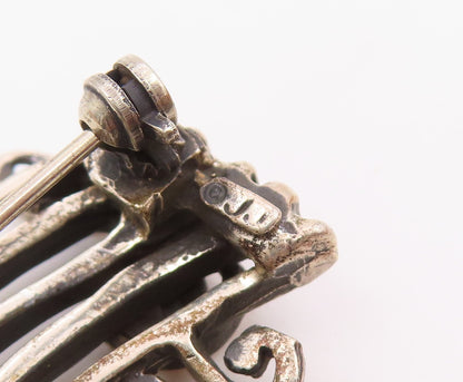 JJ BURTON 925 Silver  Vintage Grand Piano Music Motif Brooch Pin  BP9327