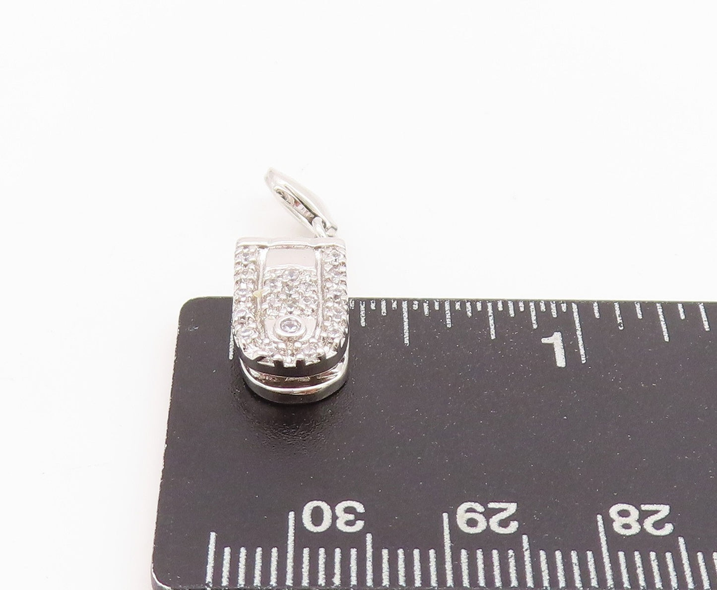 925 Sterling Silver Vintage Pendant Antique CZ Flip Cell Phone OPENS  PT24309