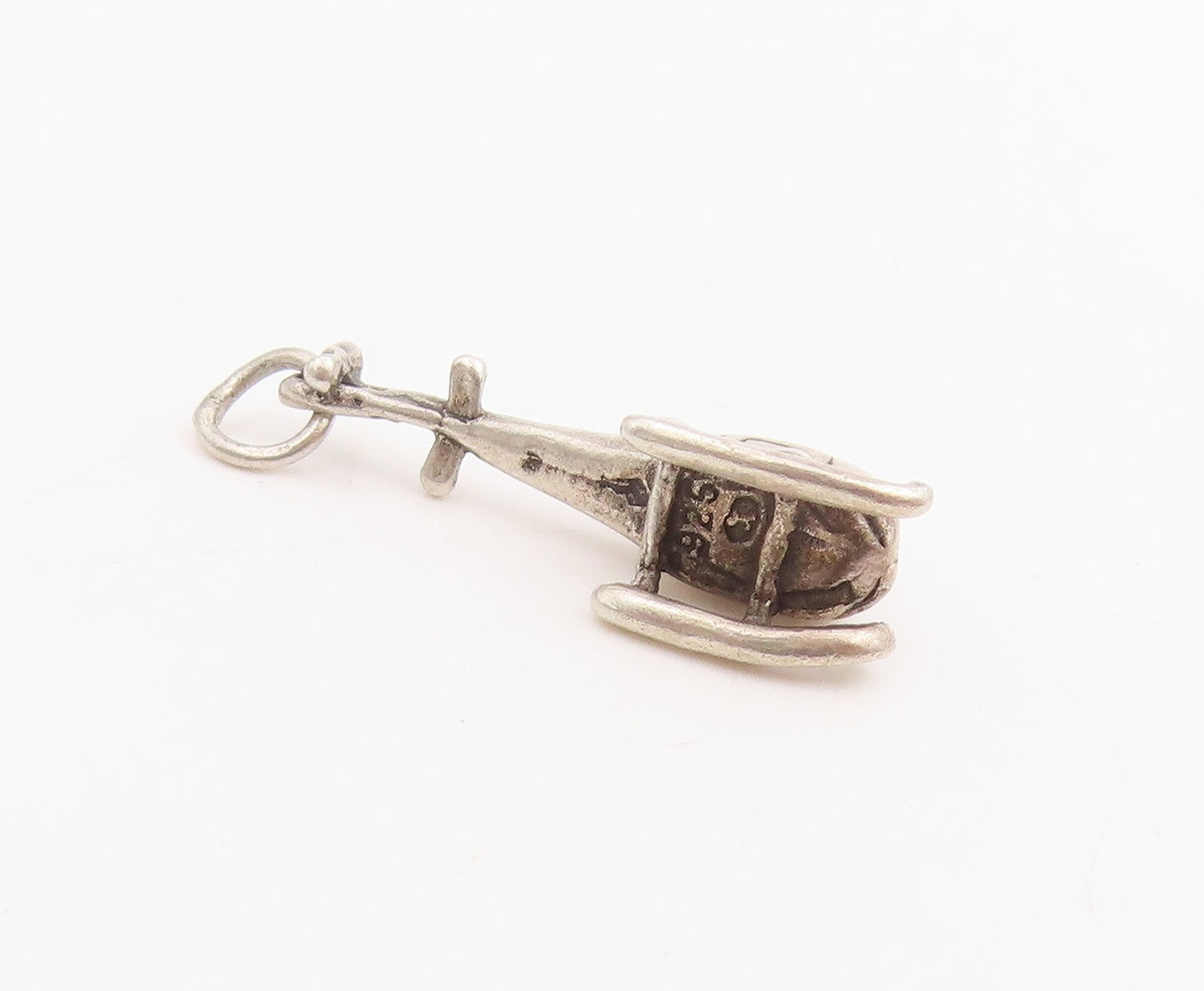 925 Sterling Silver Vintage Pendant Aviation Helicopter Chopper Charm  PT25231