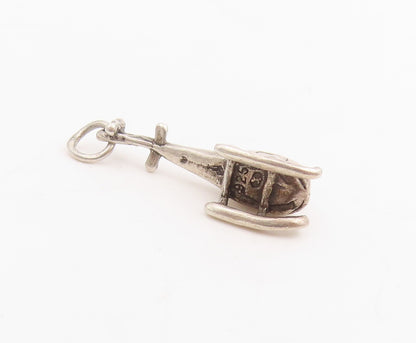925 Sterling Silver Vintage Pendant Aviation Helicopter Chopper Charm  PT25231