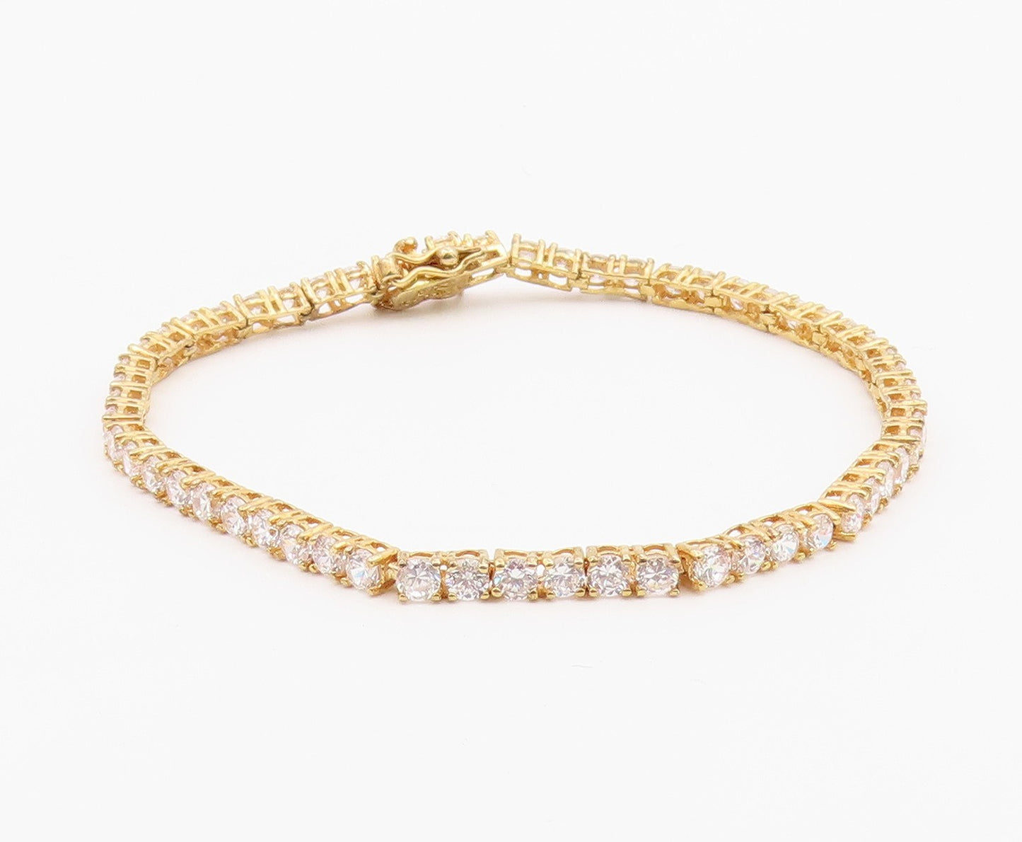 ROSS SIMON 925 Silver  Cubic Zirconia Shiny Gold Plated Tennis Bracelet BT5572