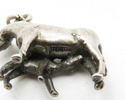925 Sterling Silver  Vintage Dark Tone Mom & Baby Horse Motif Pendant  PT9851