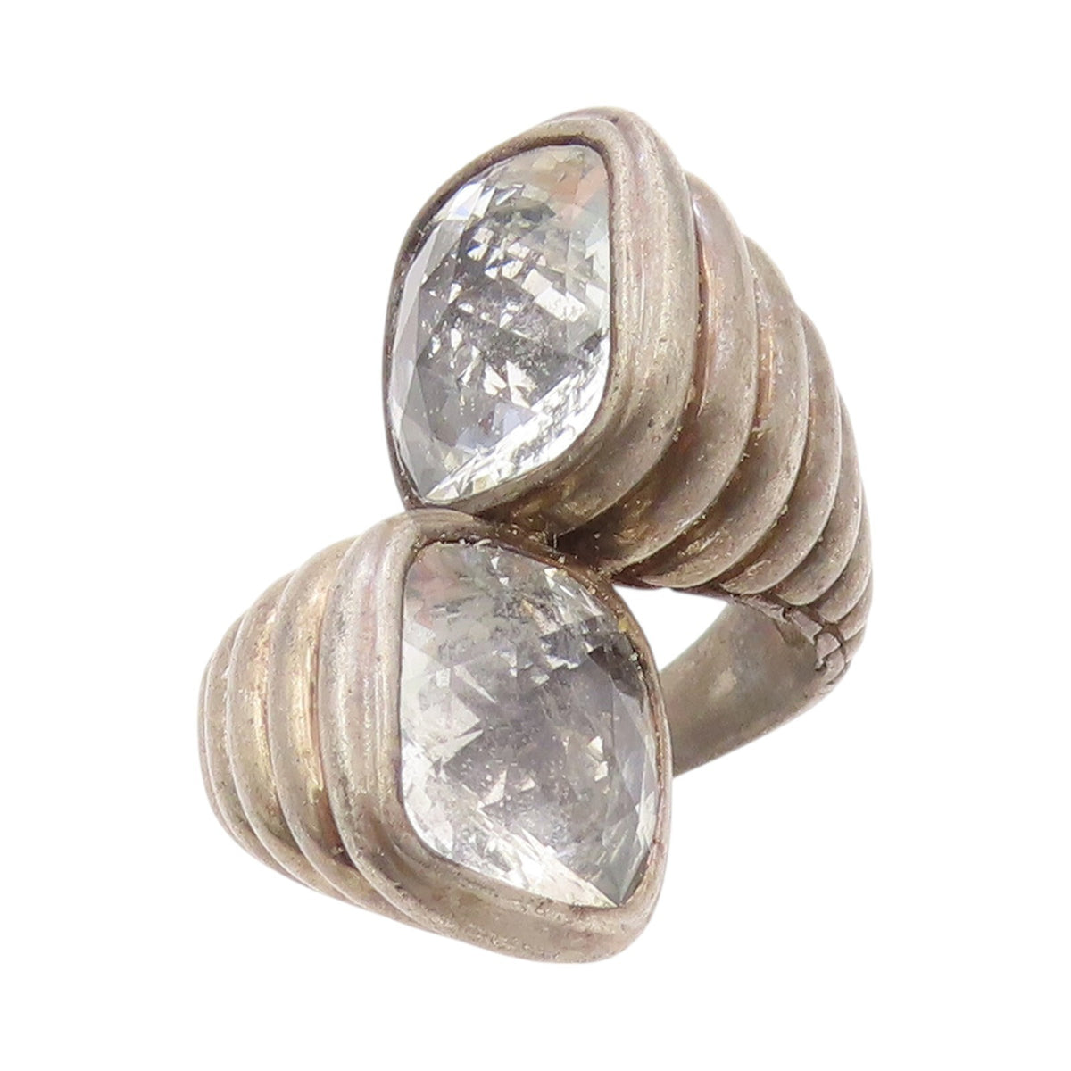 925 Sterling Silver Vintage Ring JOHN HARDY Dark Tone Carved CZ  SZ 9  RG32053