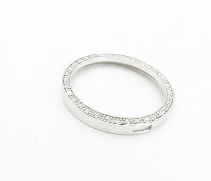 925 Sterling Silver  Shiny White Topaz Open Circle Slide Pendant  PT6341