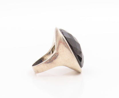 925 Sterling Silver Vintage Ring SCOTT KAY Faceted Onyx Band  Sz 7.5  RG36064
