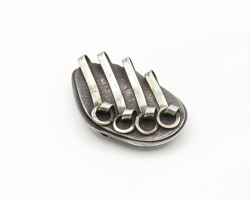 925 Sterling Silver  Vintage Modernist Design Oxidized Brooch Pin  BP6803