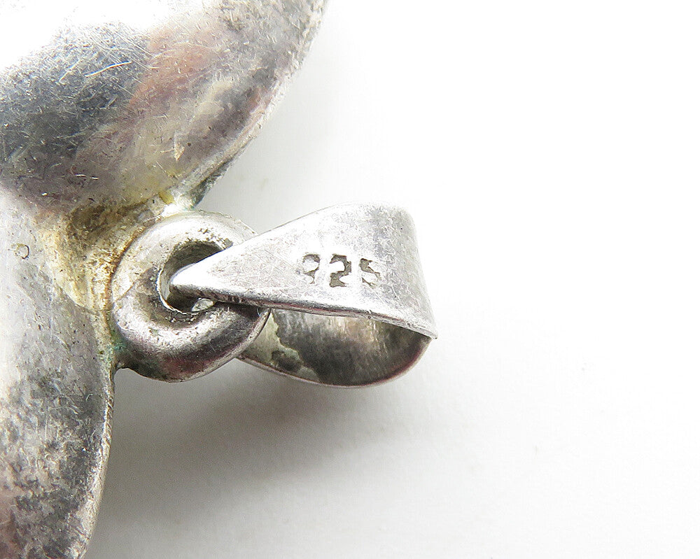 925 Sterling Silver  Vintage Dark Tone Puffy Smooth Love Heart Pendant  PT8264