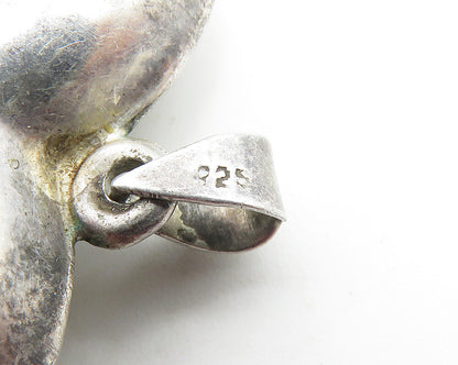925 Sterling Silver  Vintage Dark Tone Puffy Smooth Love Heart Pendant  PT8264