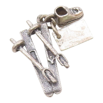POST BELL 925 Silver  Vintage Sun Valley Ski Set Souvenir Pendant  PT18366
