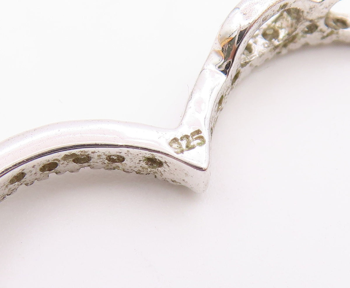 925 Sterling Silver  Vintage Dainty Floating Topaz Love Heart Pendant  PT20776