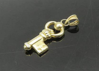 925 Sterling Silver  Vintage Shiny Petite Gold Plated Key Pendant  PT17816