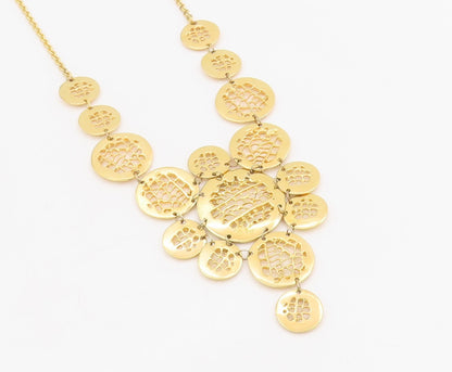 925 Sterling Silver Vintage Necklace Gold Plated Intricate Weave Circles  NE4691