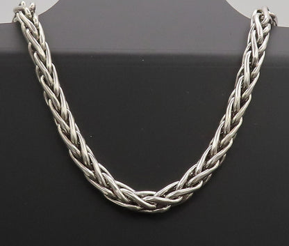 925 Sterling Silver  Vintage Swirly Lock Link Long Chain Necklace  NE4072