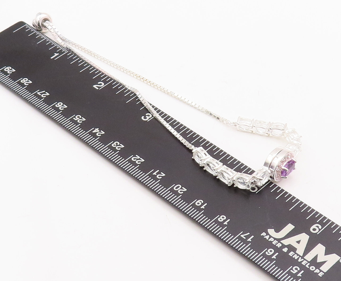 925 Sterling Silver Vintage Bracelet Oval Cut Amethyst & Topaz Band  BT10523