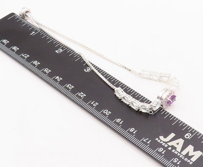 925 Sterling Silver Vintage Bracelet Oval Cut Amethyst & Topaz Band  BT10523
