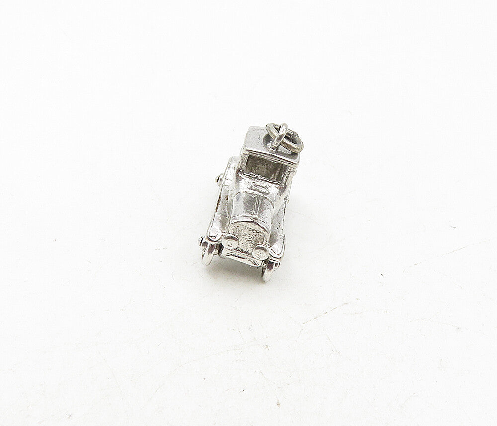 925 Sterling Silver  Vintage Dark Tone Old Fashioned Car Motif Pendant  PT6570