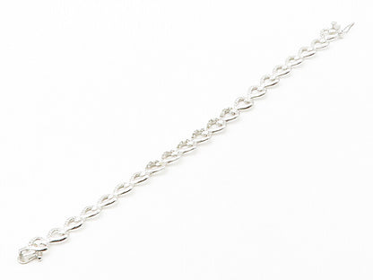 925 Sterling Silver  Genuine Diamonds Open Love Heart Chain Bracelet  BT6529