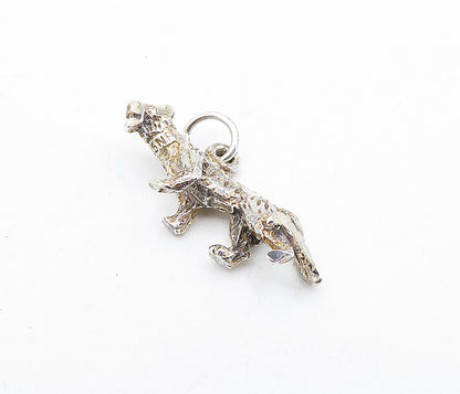 925 Sterling Silver  Vintage Petite Sculpted Prowling Tiger Pendant  PT4774