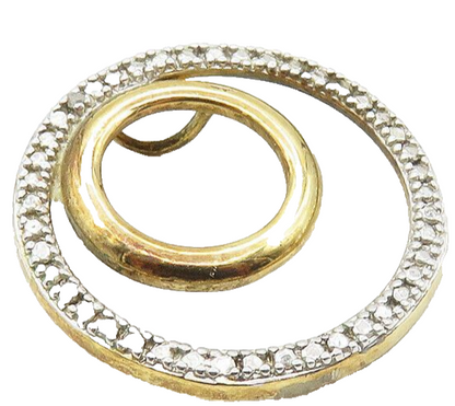 ROSS SIMON 925 Sterling Silver  Vintage Genuine Diamond Circle Pendant  PT7343