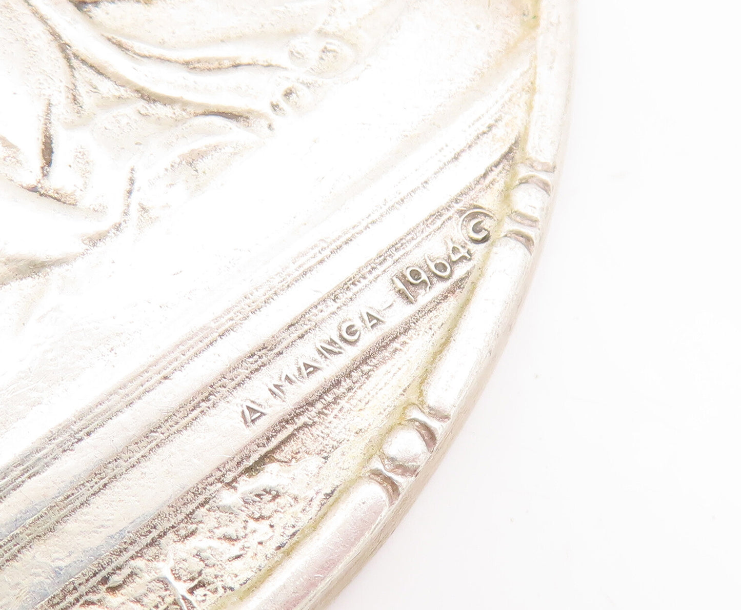 925 Sterling Silver Vintage TOWLE 1964 MICHELANGELO Carved Heavy Coin TR3679