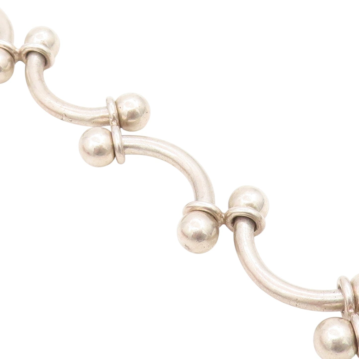 925 Sterling Silver Vintage Bracelet Classic Curved Barbell Solid Link  BT11675