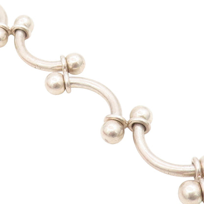 925 Sterling Silver Vintage Bracelet Classic Curved Barbell Solid Link  BT11675