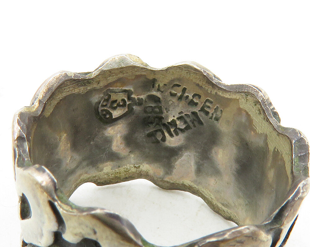 MEXICO 925 Sterling Silver Vintage Oxidized Swirl Pattern Band Ring Sz 6 RG12718