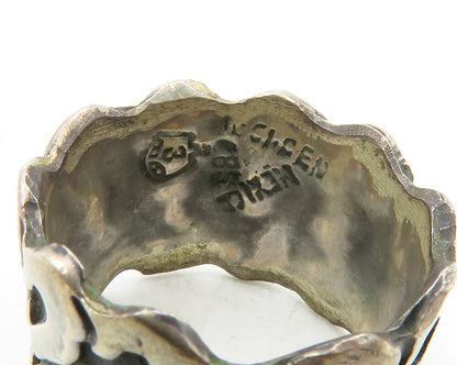 MEXICO 925 Sterling Silver Vintage Oxidized Swirl Pattern Band Ring Sz 6 RG12718