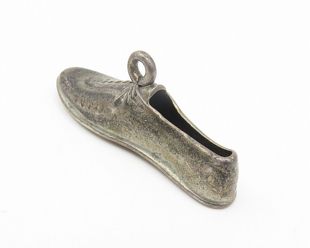 925 Sterling Silver  Vintage Dark Tone Bowling Shoe Motif Pendant  PT8526