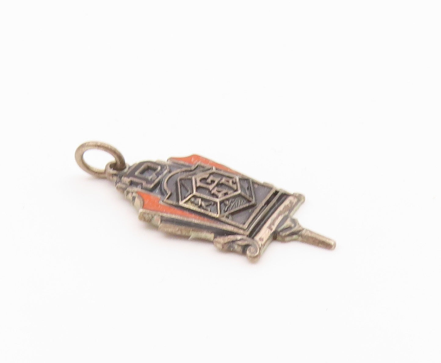 925 Sterling Silver  Vintage Antique Enamel GAA D Initial Pendant  PT17374
